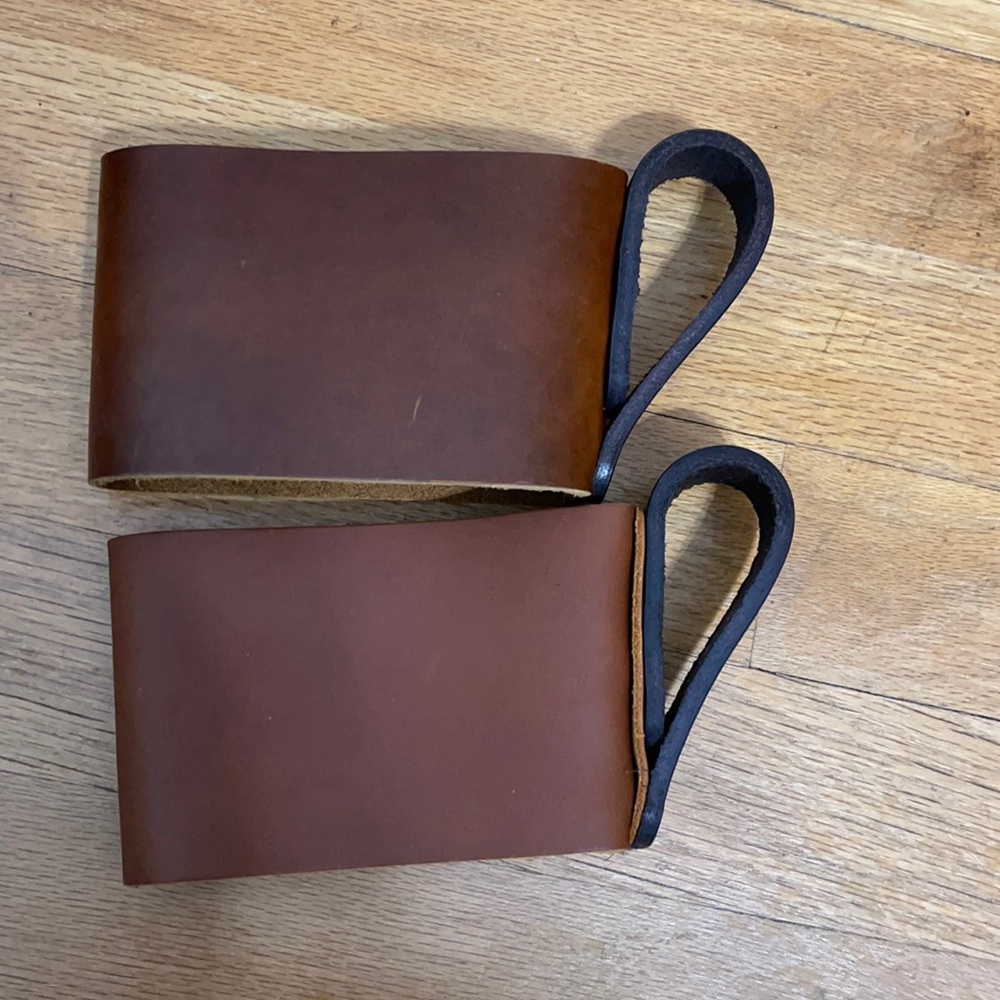 2 new Portland leather goods mug holders